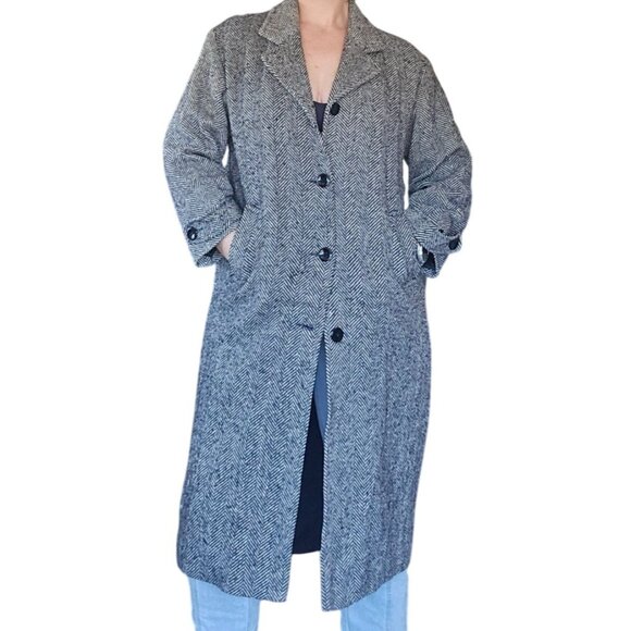 Vintage Tammy Kids to Teens Herringbone Wool Blend Trench Coat 158 CM Coquette - Picture 1 of 6